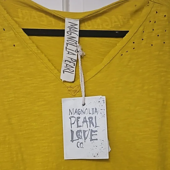 Magnolia Pearl one of a kind v-neck with tiny hand sewen heart